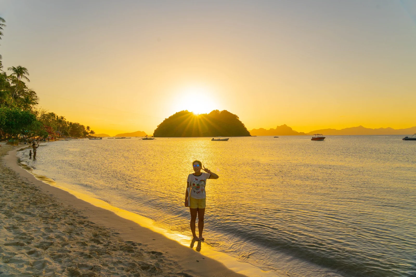 Sunset over a beach and sea